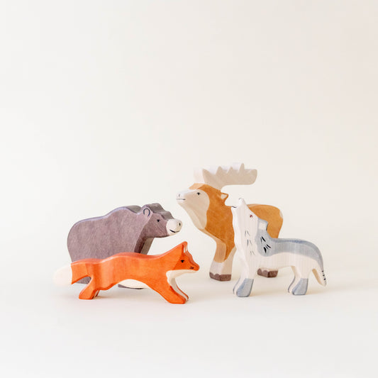 Woodland Wooden Animal Set on a neutral background