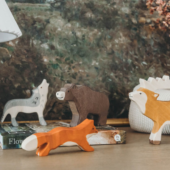 Woodland Wooden Animal Set up close