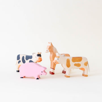 Farm Wooden Animal Set on a neutral background